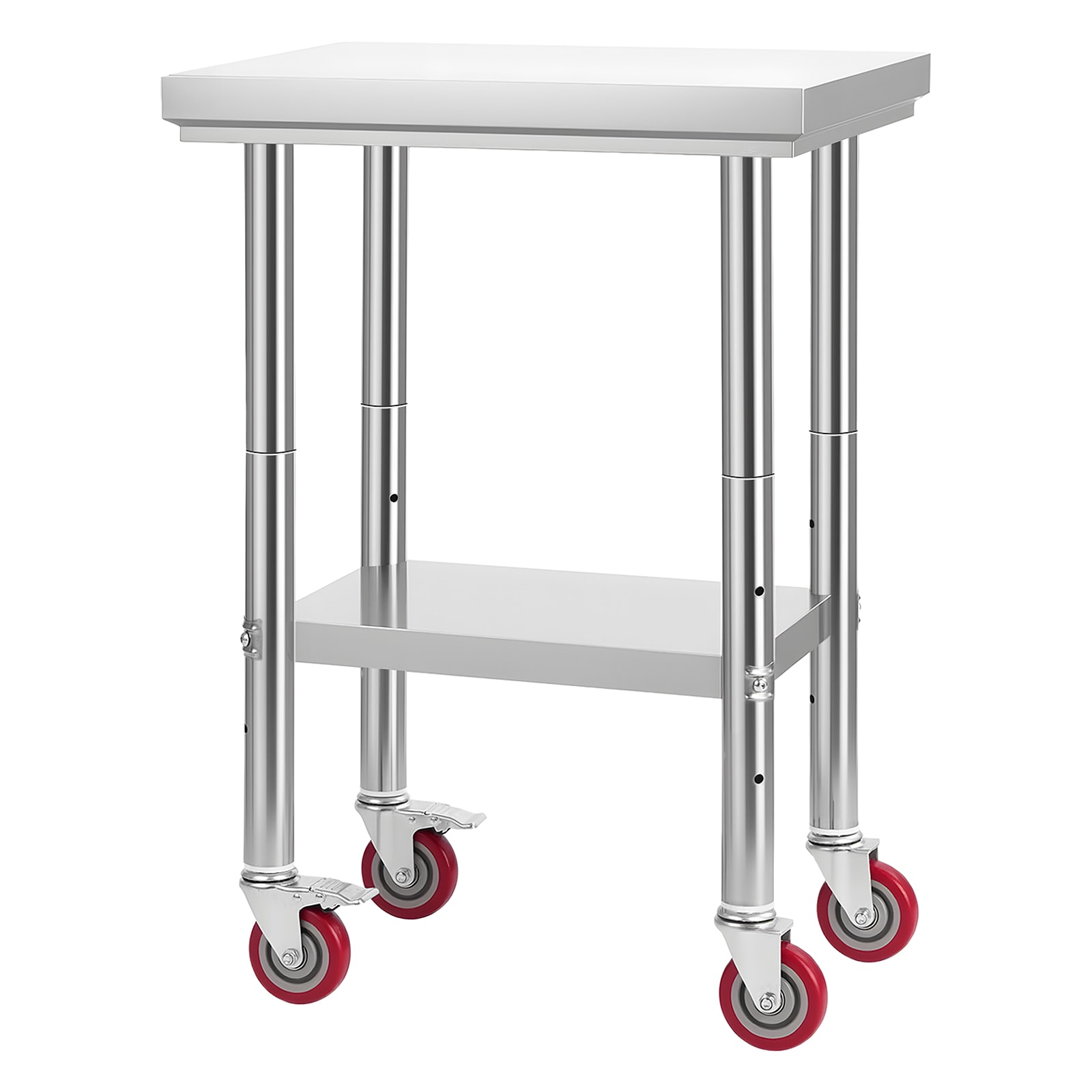 Stainless Steel Kitchen Prep Table With Wheels And Undershelf_voghion.com